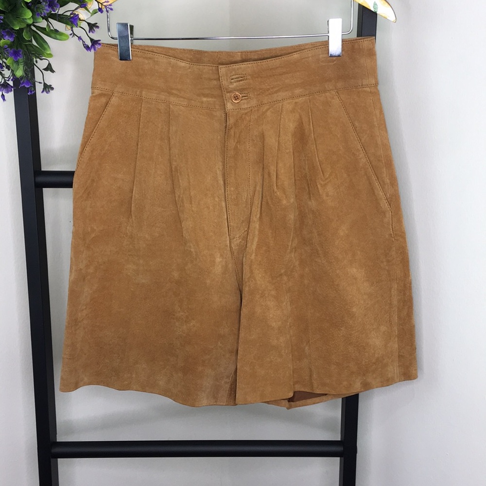 Water Collection High Waist Leather Shorts